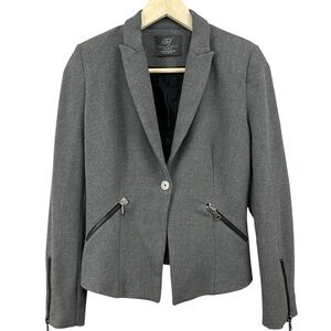 Zara TRF Gray Blazer with Zipper Accents Size Small